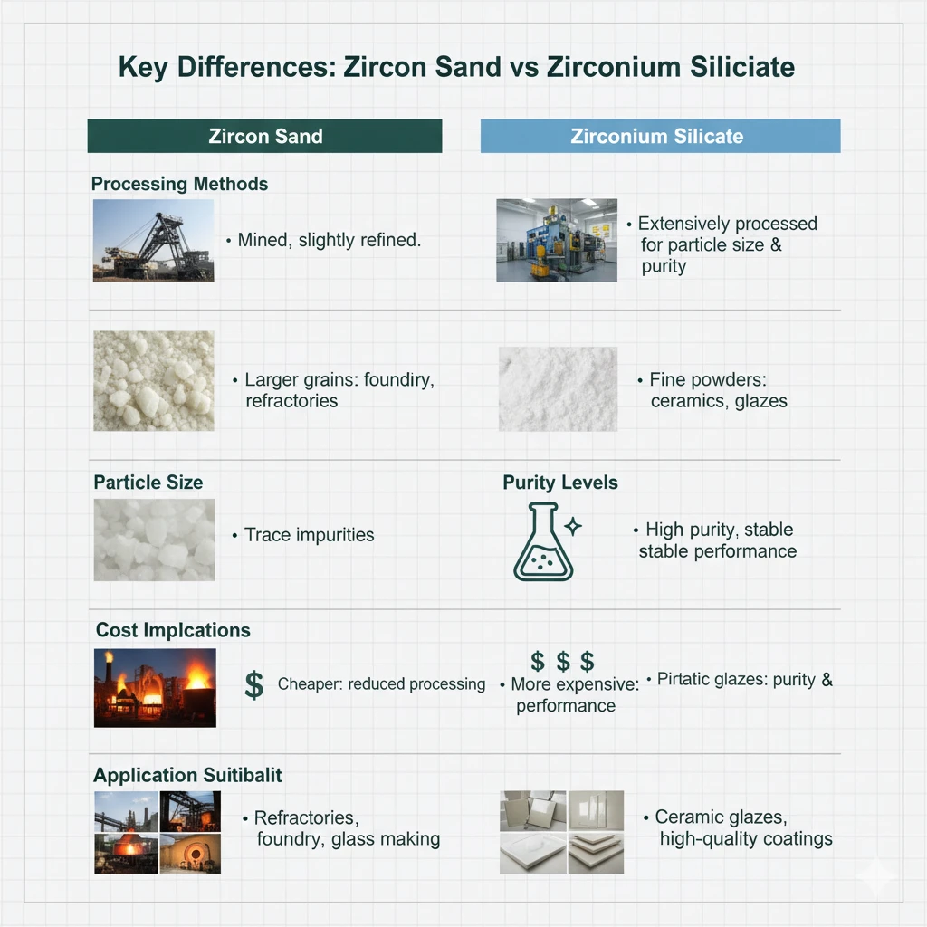 Key Differences Between: Zircon Sand and Zirconium Silicate 
