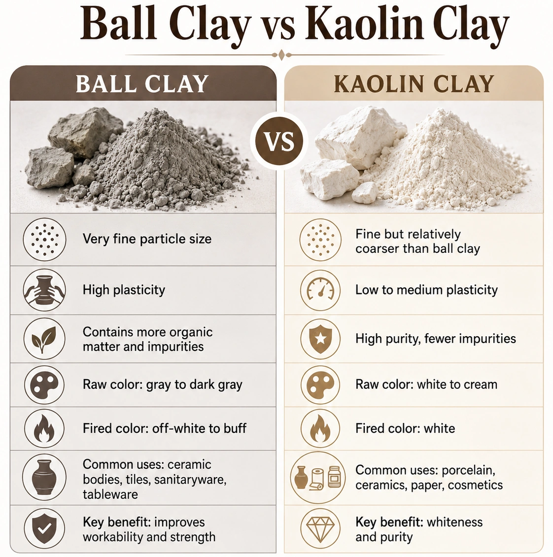 Choosing Between Ball Clay and Kaolin Clay