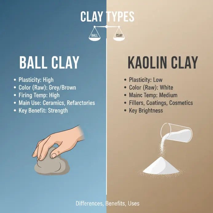 Ball Clay vs Kaolin Clay: Key Differences, Benefits, Uses